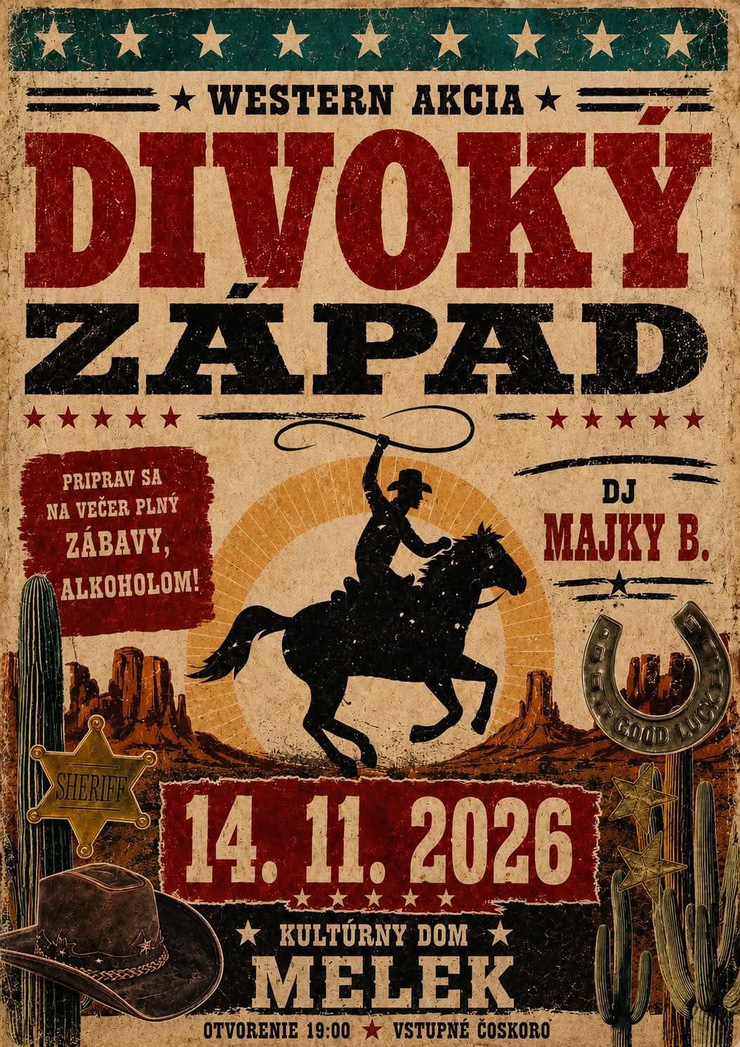 Plagát tanečnej akcie Divoký západ